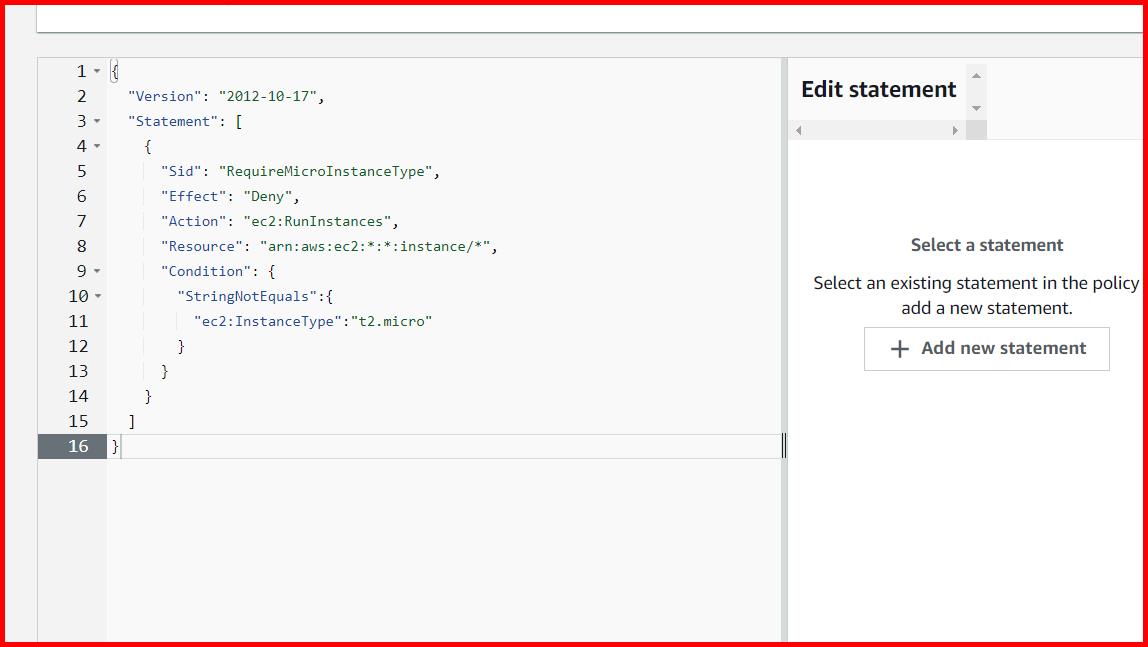 Picture showing the service control policy json